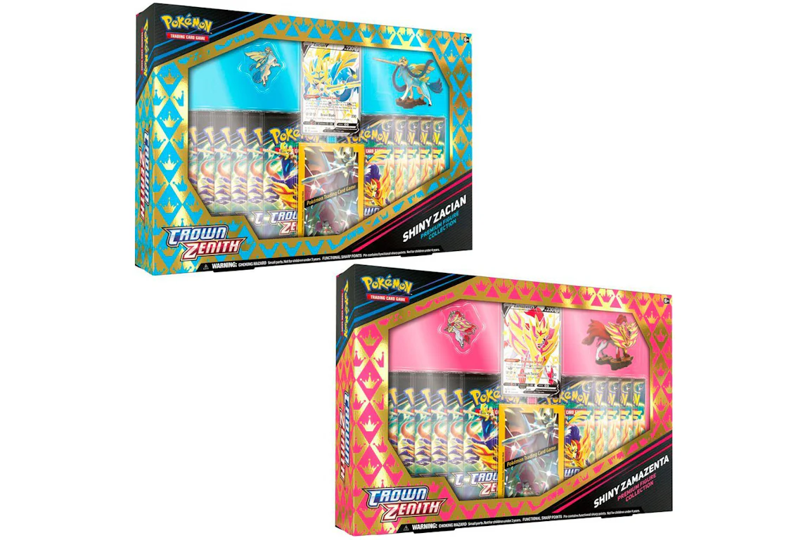 Pokémon TCG Sword & Shield Crown Zenith Shiny Zacian & Shiny Zamazenta Premium Figure Collection Box 2x Bundle