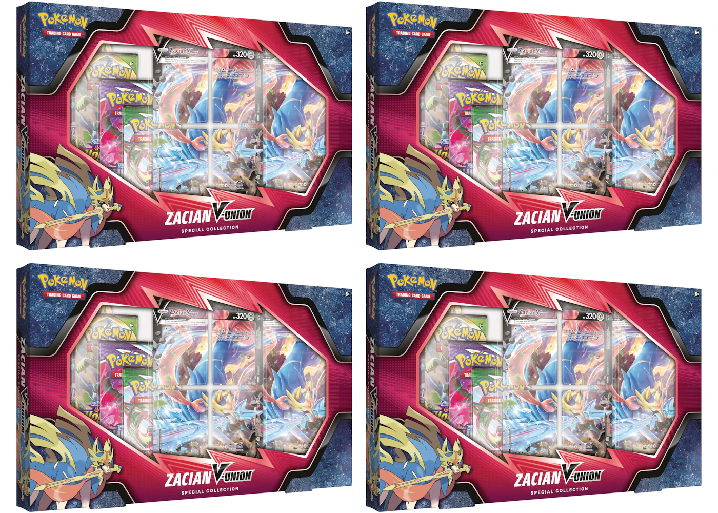 Pokmon TCG Sword & Shield Zacian V-UNION Special Collection Box 4x Lot - US Pokmon TCG Sword & Shield Zacian V-UNION Special Collection Box 4x Lot - US