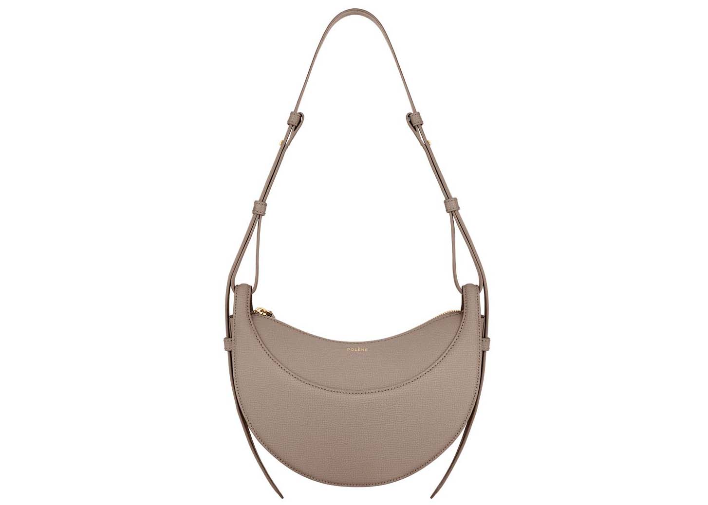 Polene Numero Dix Monochrome Taupe Textured Leather in Full-Grain 