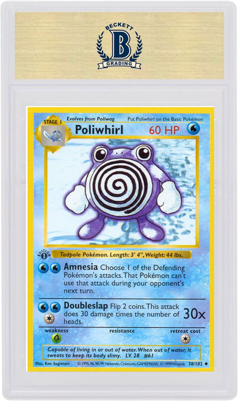 Pokmon Base Set Poliwhirl #38/102 Uncommon Card - Unlimited Edition, WOTC, Lightly  Played To Near Mint
