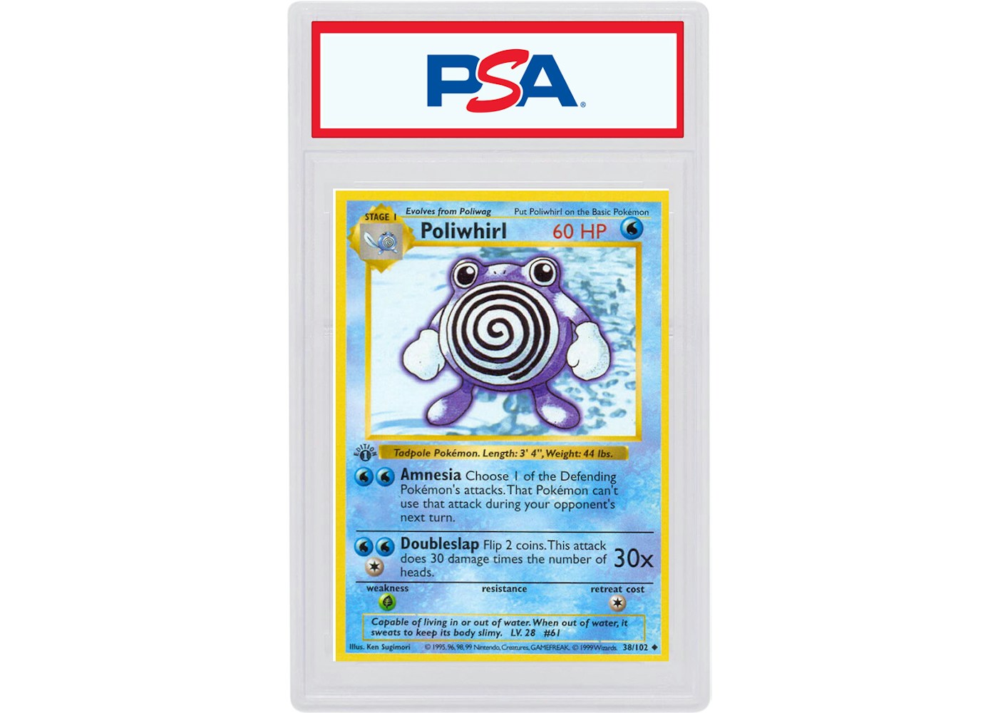 Poliwhirl 1999 Pokemon TCG Base Set 1st Edition 38/102 1999