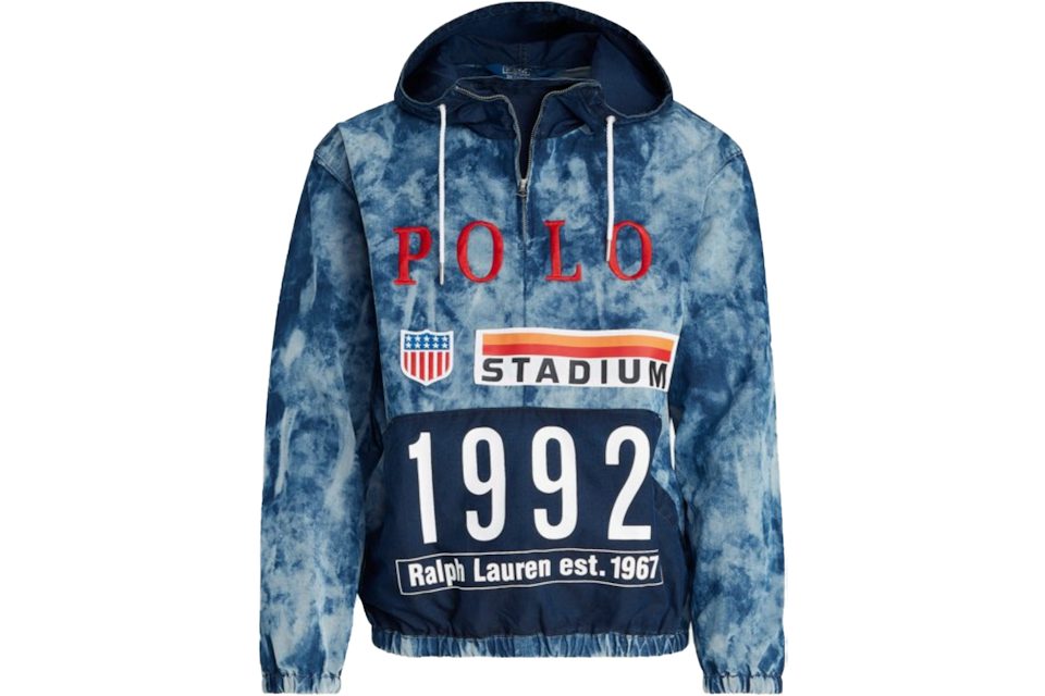 Polo Ralph Lauren Indigo Stadium Popover Jacket Ridge Wash Men's