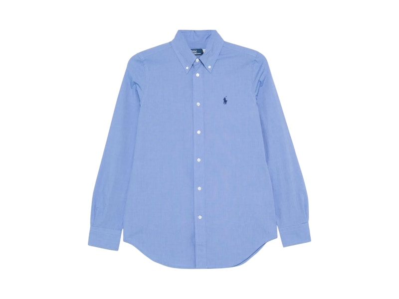 Pre-owned Polo Ralph Lauren Women's 60/1 Stretch Poplinls Brkn St Shirt In Blue