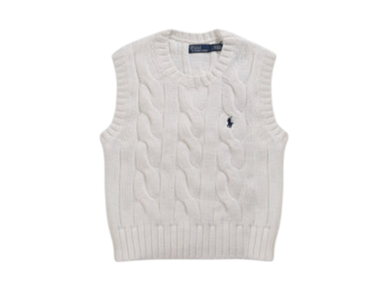 Polo Ralph Lauren Cable Knit Cotton Sweater Vest Wcf White - US Polo Ralph Lauren Cable Knit Cotton Sweater Vest Wcf White - US