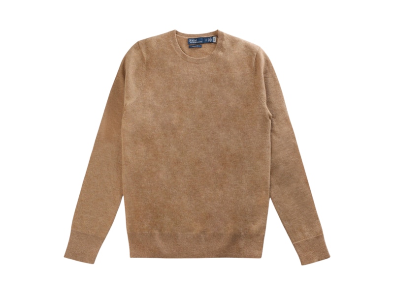 Pre-owned Polo Ralph Lauren Women's Cashmere Long Sleeve Pullover In Collection Camel Melange