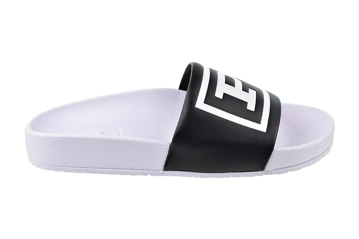 Pre-owned Polo Ralph Lauren Cayson Slide White Black In White/black