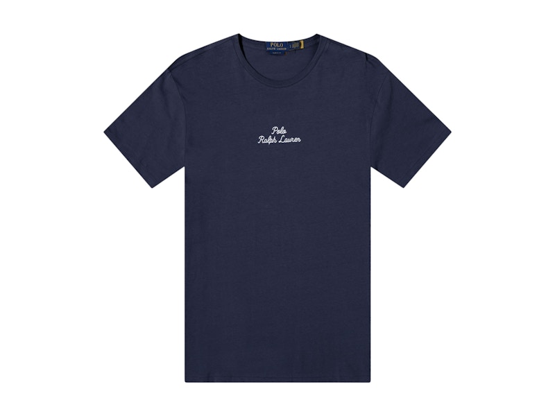 ★米国発*POLO*新作*Script ロゴ刺繍Tシャツ/Aviator Navy★ Polo Ralph Lauren Chain Stitch Logo T-shirt Aviator Navy