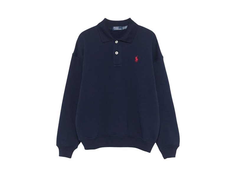 Pullover in pile con colletto Polo Ralph Lauren Navy