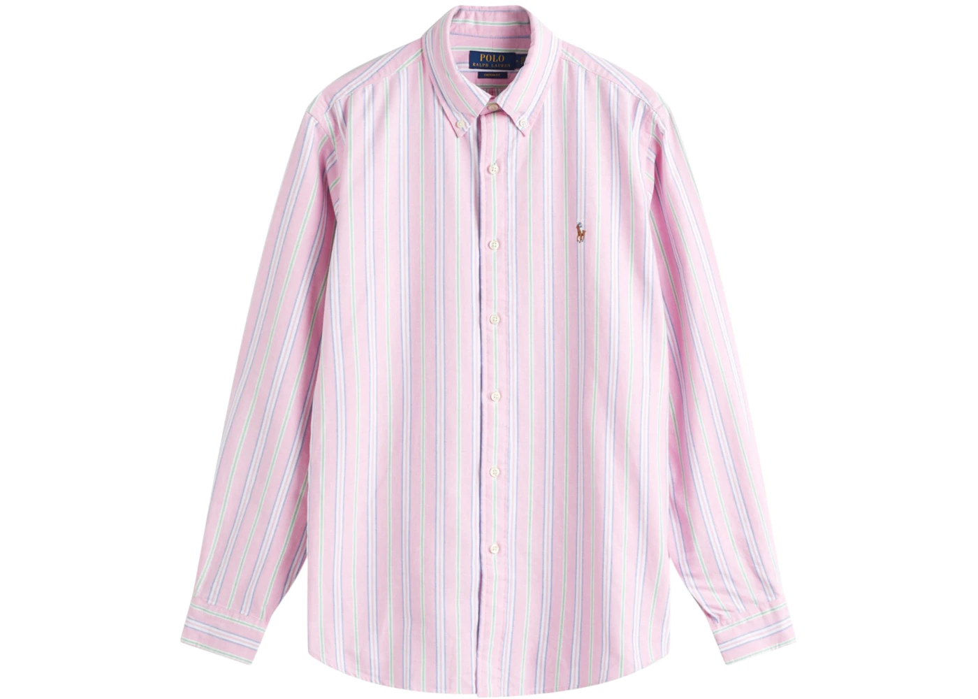Polo Ralph Lauren Custom Fit Oxford Shirt Pink/White Multi Men's - SS25 - US Polo Ralph Lauren Custom Fit Oxford Shirt Pink/White Multi Men's - SS25 - US
