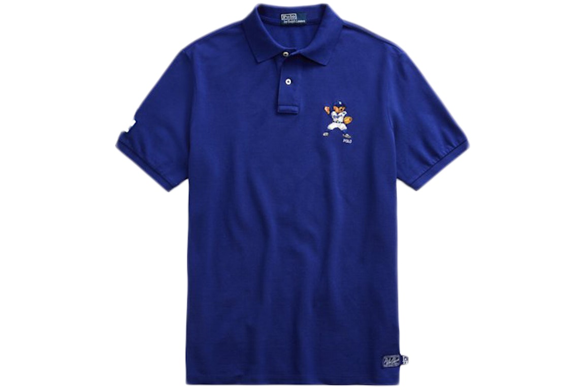 Pre-owned Polo Ralph Lauren Dodgers Bear Polo Shirt (mens) Baseball Royal