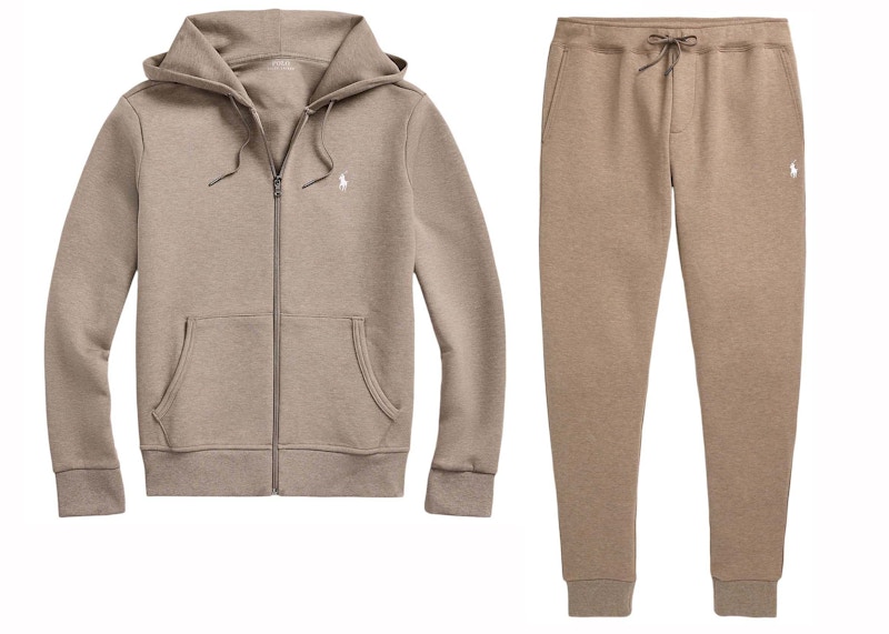 Polo Ralph Lauren Double Knit Full Zip Hoodie and Double Knit Jogger Pant Set Dark Taupe Heather Men s GB