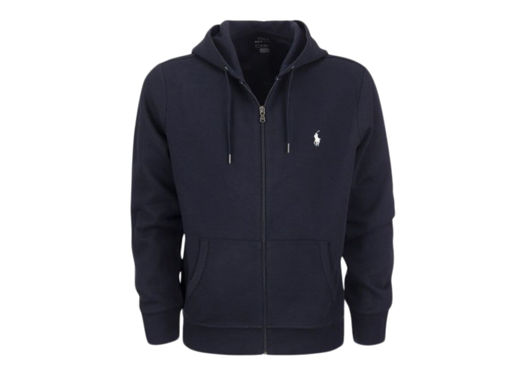 Pre-owned Polo Ralph Lauren Double Knit Zip-up Hoodie Aviator Navy/white