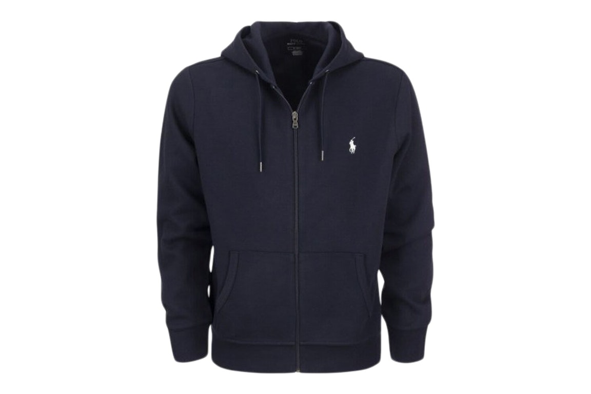 Pre-owned Polo Ralph Lauren Double Knit Zip-up Hoodie Aviator Navy/white