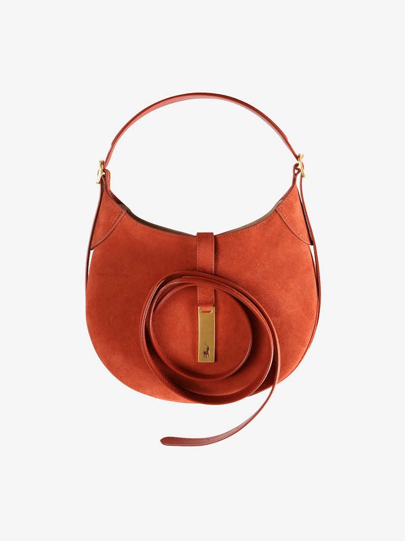 Borsa a tracolla piccola Polo Ralph Lauren Id Suede rossa