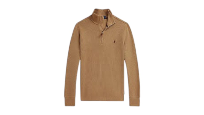 Polo Ralph Lauren Kids Long Sleeve French Rib Solid Half-Zip Pullover Camel