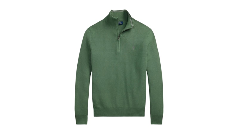 Pre-owned Polo Ralph Lauren Men's  Long Sleeve Cotton 1/2 Zip Sweater Pullover In Fatigue In Brown