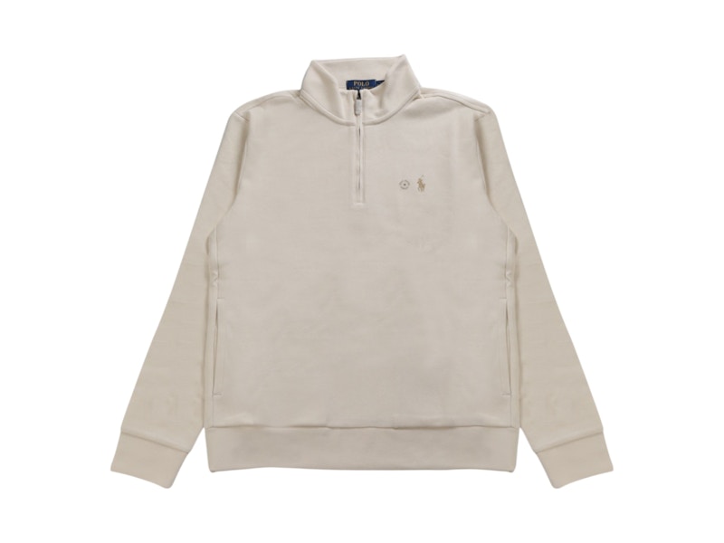 Pre-owned Polo Ralph Lauren Men's  Longsleeve Loopback Terry 1/2 Zip W/onseam Pockets Sweatshirt In Antique Cre In Brown