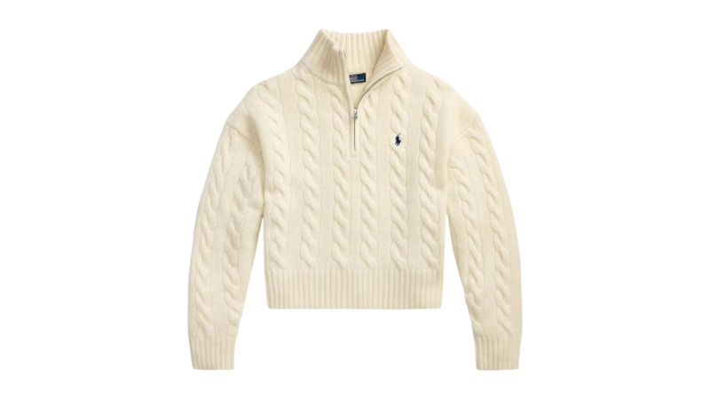 Polo Ralph Lauren Long Sleeve Mock Neck Sweater Pullover Authentic Cream