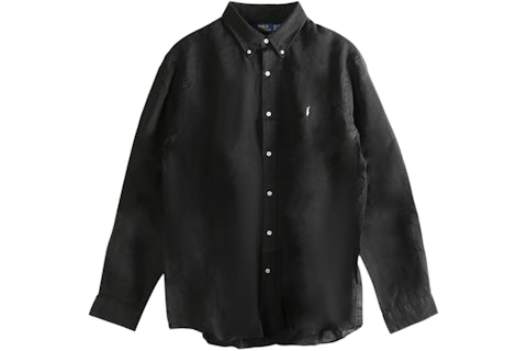 Polo Ralph Lauren Long-Sleeve Piece Dye Linen Sport Shirt Polo Black Men's - FW25 - US Polo Ralph Lauren Long-Sleeve Piece Dye Linen Sport Shirt Polo Black Men's - FW25 - US