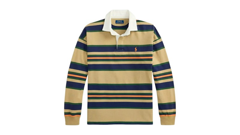 Polo Ralph Lauren Long Sleeve Yarn-Dyed Rugby Polo Khaki Multi