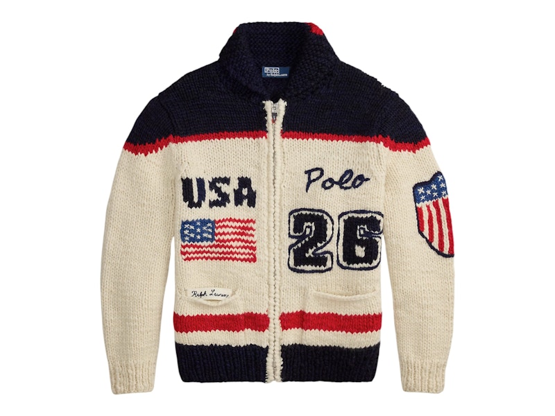 Polo Ralph Lauren Olympics Team USA 2026 Wool Shawl Cardigan Cream