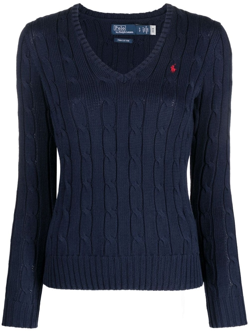 Pre-owned Polo Ralph Lauren Women's Pima Cotton Kimberly Long Sleeve Pullover In Hunter Navy Blue
