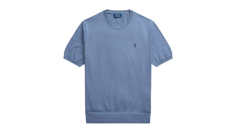 Pre-owned Polo Ralph Lauren Men's  Short Sleeve Crewneck Pullover Sweater In Capri Blue