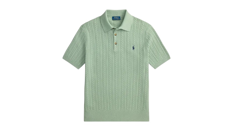 Polo Ralph Lauren Short-Sleeve Custom Slim Stretch Mesh w/ 3-Button Placket Polo Light Green