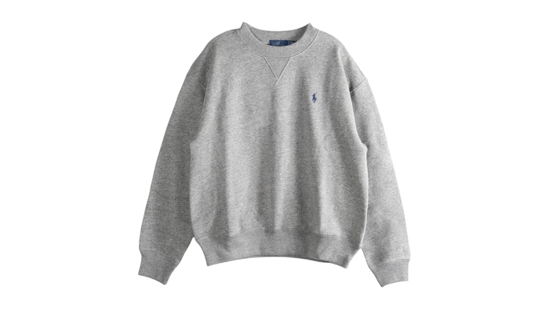 Pre-owned Polo Ralph Lauren Women's Arctic Fleece Knit Long Sleeve Crew Neck Sweatshirt In Dark Vintage Heather In Gray