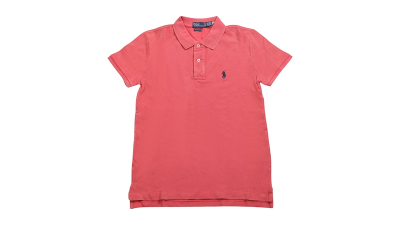 Pre-owned Polo Ralph Lauren Women's Knit Collar Polo Shirt In Pale Red