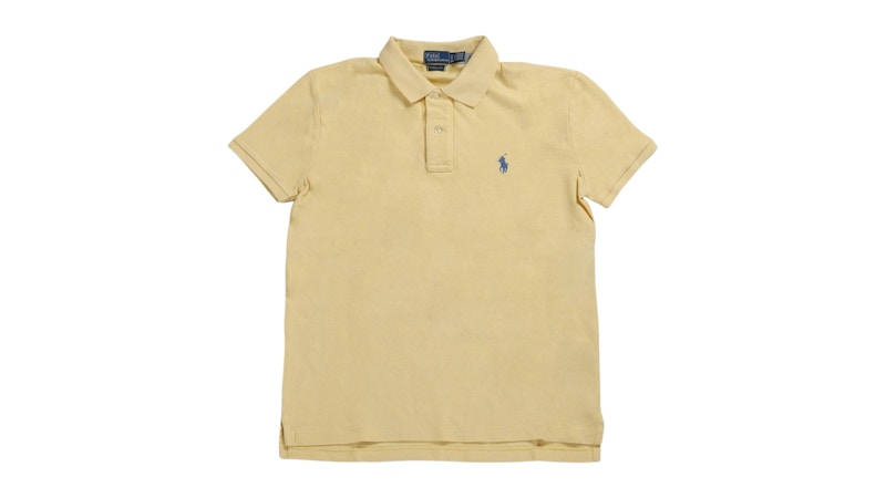 Pre-owned Polo Ralph Lauren Women's Knit Collar Polo Shirt In Wicket Yellow