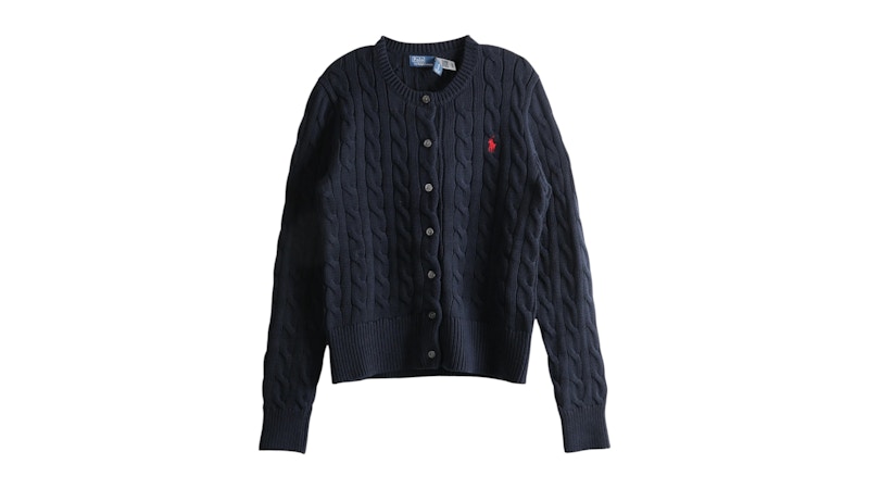 Pre-owned Polo Ralph Lauren Women's Long Sleeve Cardigan In Hunter Navy Blue