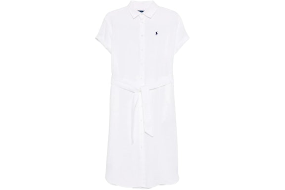 Polo Ralph Lauren Women's Oxford Belted Midi Dress White