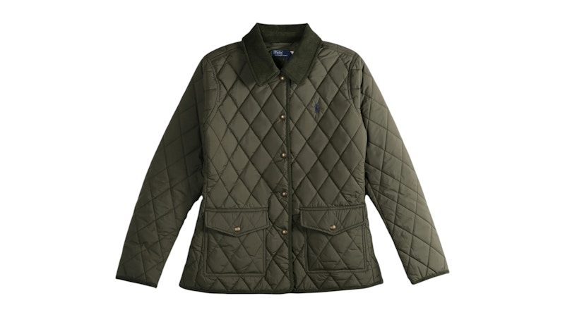 Pre-owned Polo Ralph Lauren Women's Poly Woven Coat In Ranger Green