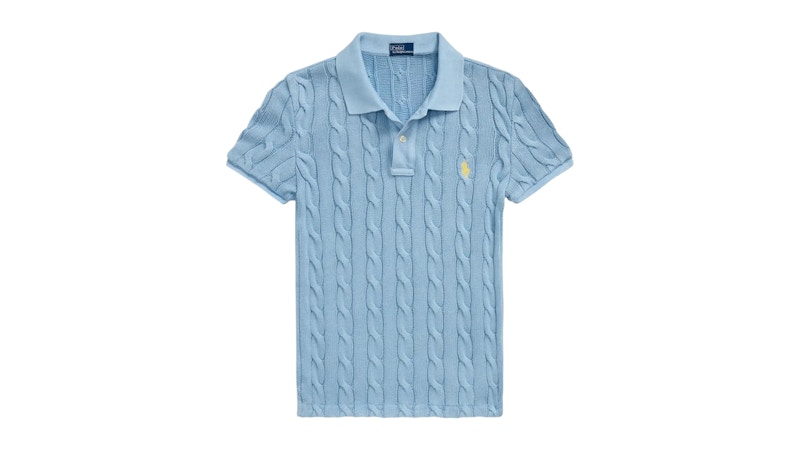 Pre-owned Polo Ralph Lauren Women's Short Sleeve Polo Shirt In Powder Blue