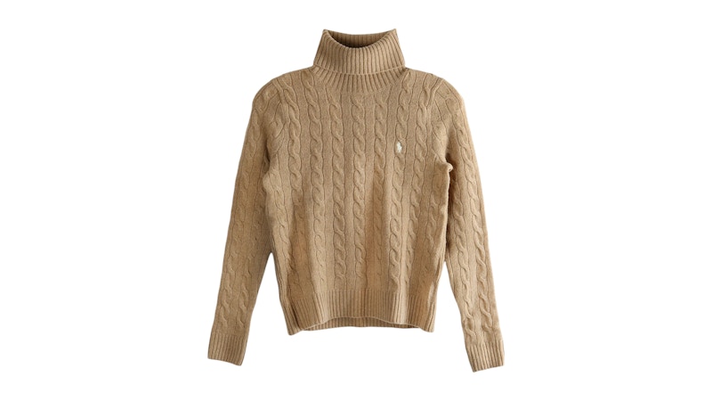 Pre-owned Polo Ralph Lauren Women's Wool Cashmere Long Sleeve Pullover In Camel Melange