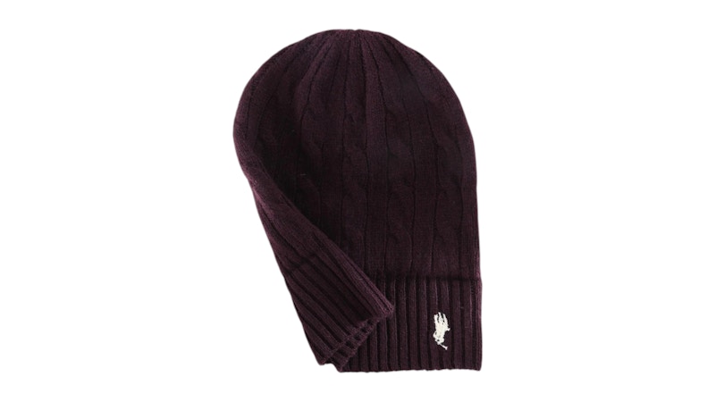Polo Ralph Lauren Wool Cashmere Cable Beanie Purple