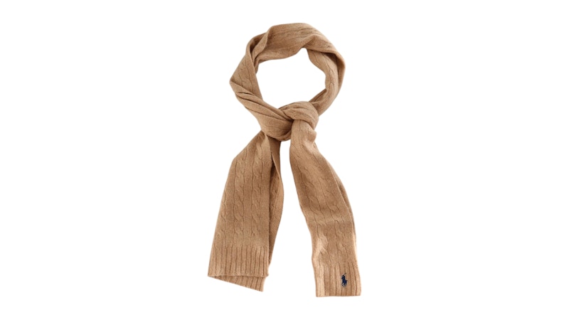 Polo Ralph Lauren Wool Cashmere Classic Cable Scarf Camel