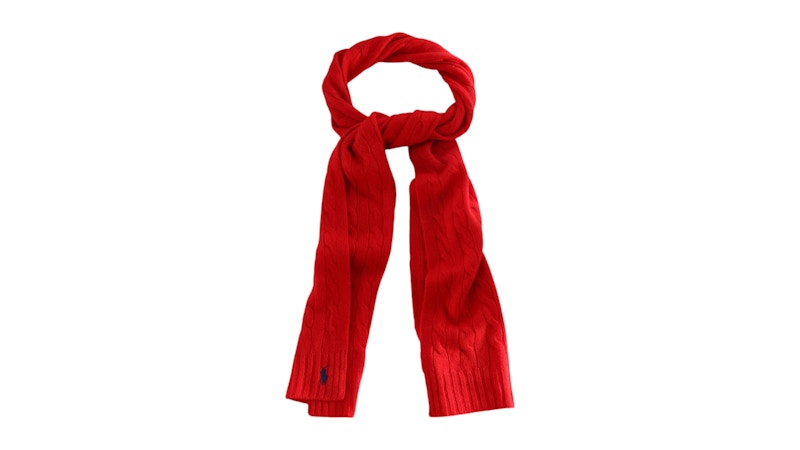 Polo Ralph Lauren Wool Cashmere Classic Cable Scarf Red