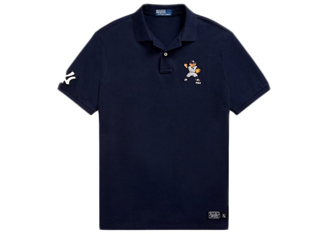 Pre-owned Polo Ralph Lauren Yankees Bear Polo Shirt (mens) Aviator Navy
