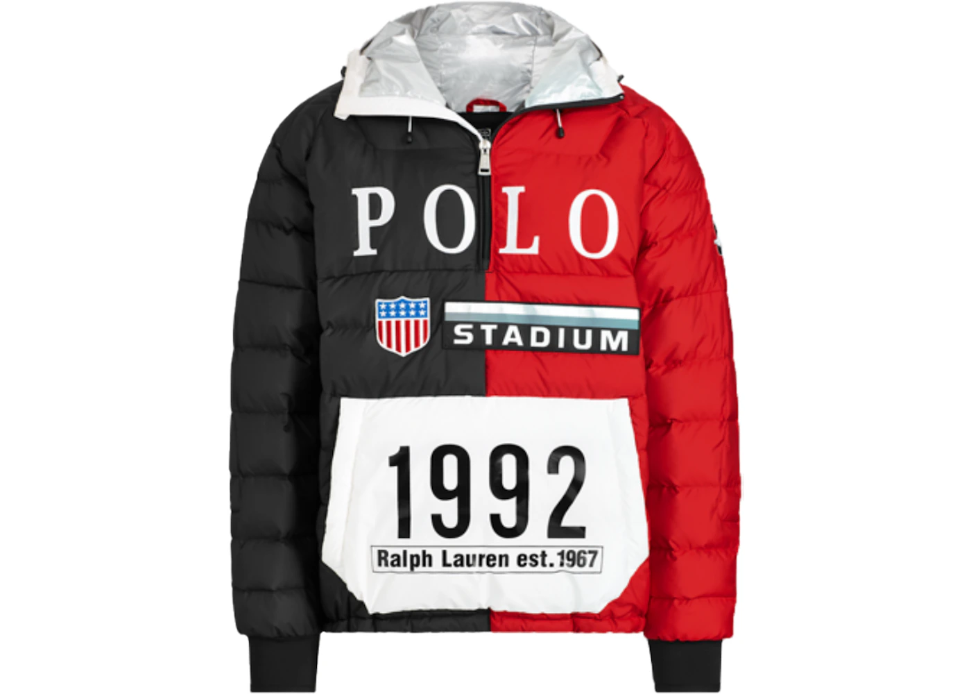 Polo Ralph Lauren Winter Stadium Down Popover Jacket Injection Red