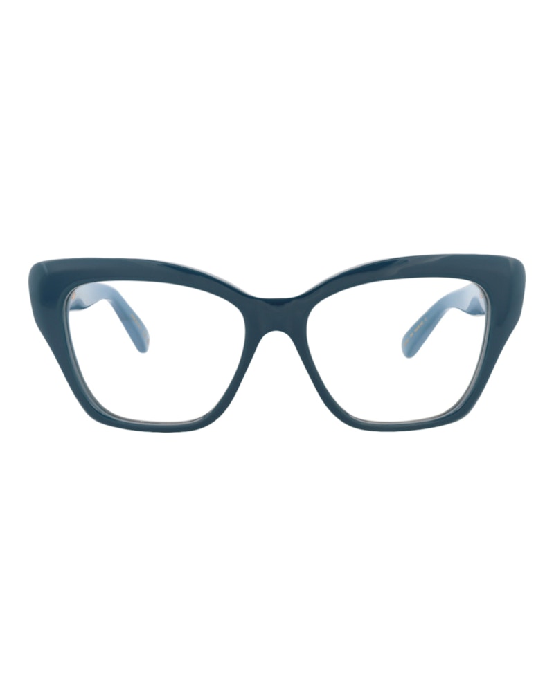 Pre-owned Pomellato Women's Cat Eyeframe Recycled Acetate Optical Frames In Blue Blue Transparent (pm0120o/300