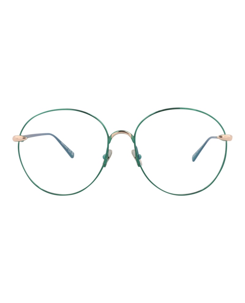 Pre-owned Pomellato Women's  Roundframe Metal Optical Frames In Blue Blue Transparent (pm0109o/30012020/003)