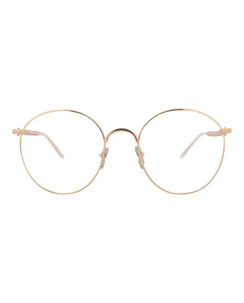 Pre-owned Pomellato Women's Roundframe Metal Optical Frames In Gold Gold Transparent (pm0103o/30010215/001)