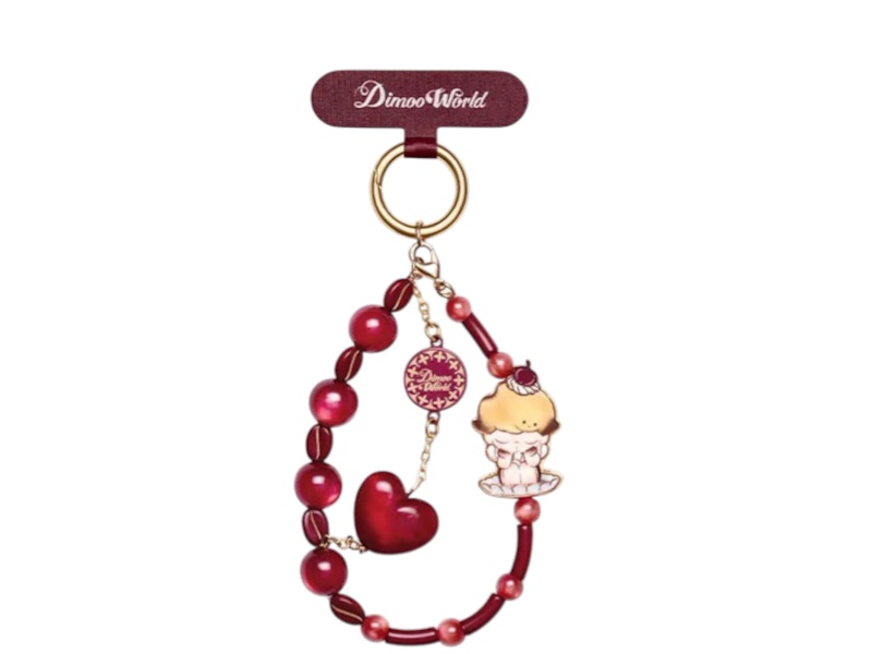 Pre-owned Pop Mart Dimoo Crush On Coffee Series Caramel Hug Phone Charm In Multi