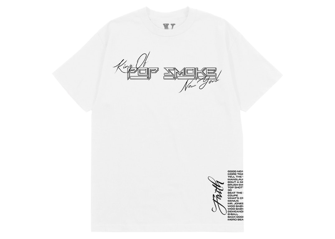 Pre-owned Pop Smoke X Vlone Faith King Of New York T-shirt White