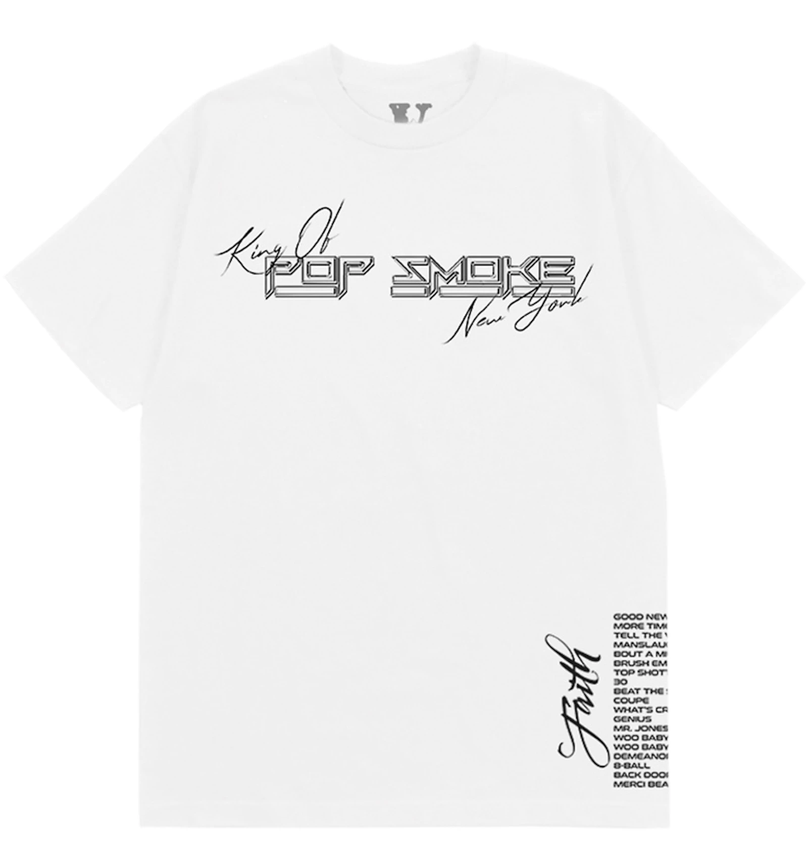 Pop Smoke X Vlone Faith King Of New York T Shirt White Ss21 Us Pop Smoke X Vlone Faith King Of New York T Shirt White Ss21 Us