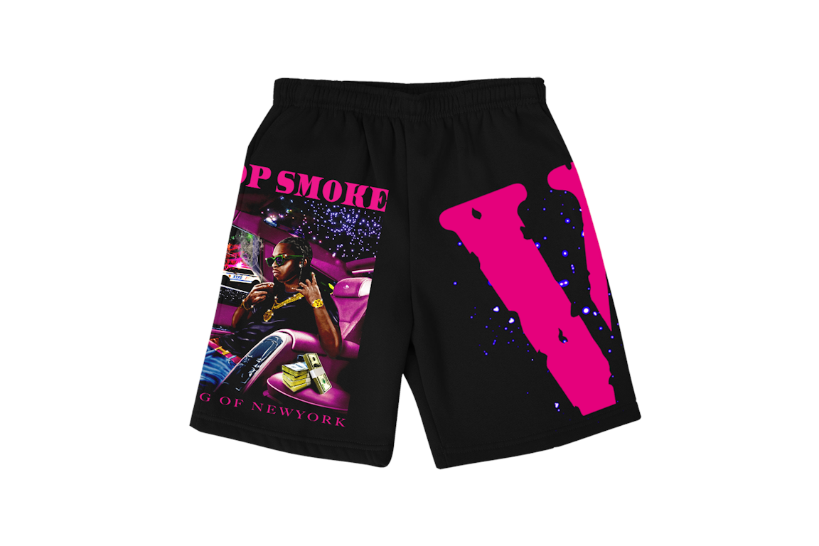 Pre-owned Pop Smoke X Vlone King Of Ny Shorts Black
