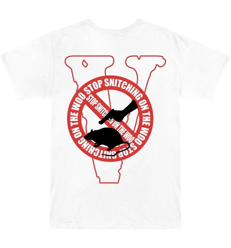 Pop Smoke x Vlone Stop Snitching T-Shirt White/Red Men's SS20 US