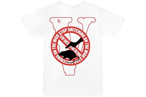 Pop Smoke x Vlone Stop Snitching T-Shirt White/Red Men's SS20 US